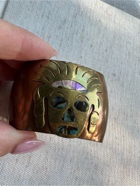 Brass Abalone Inlay Cuff Bracelet